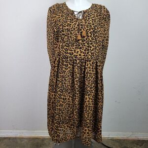 Time and Tru Leopard Print Baby Doll‎ Lined Dress